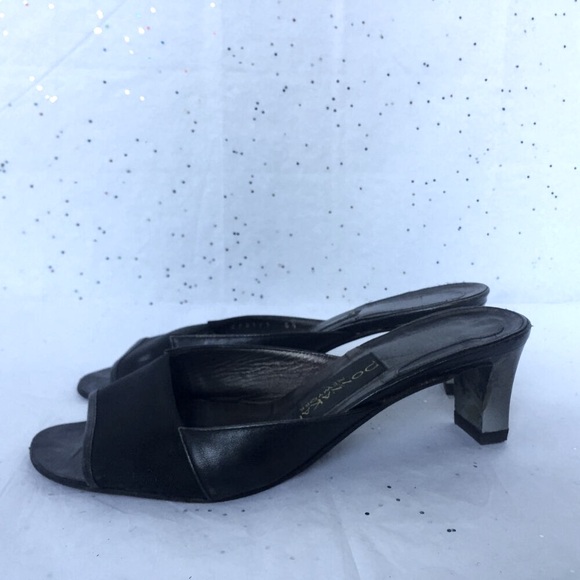 Donna Karan New York Black leather mesh Y2K mules peep toe Size 6.5 Whimsygoth - Picture 9 of 16